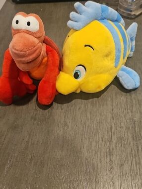 Disney Plush Pair Flounder and Sebastian Lot.